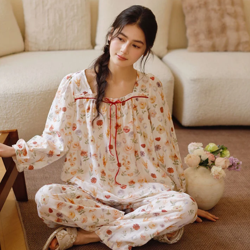 Pijama Aurora de Algodão Feminino Longo