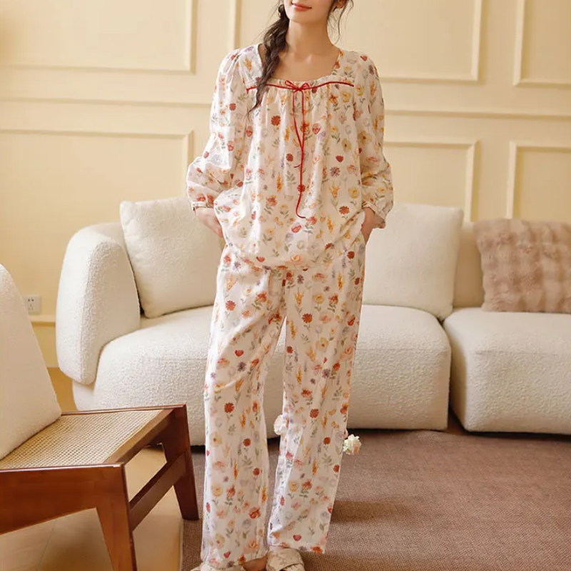 Pijama Aurora de Algodão Feminino Longo