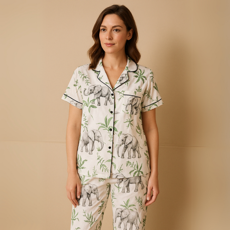 Pijama Jardim Sereno Feminino Longo