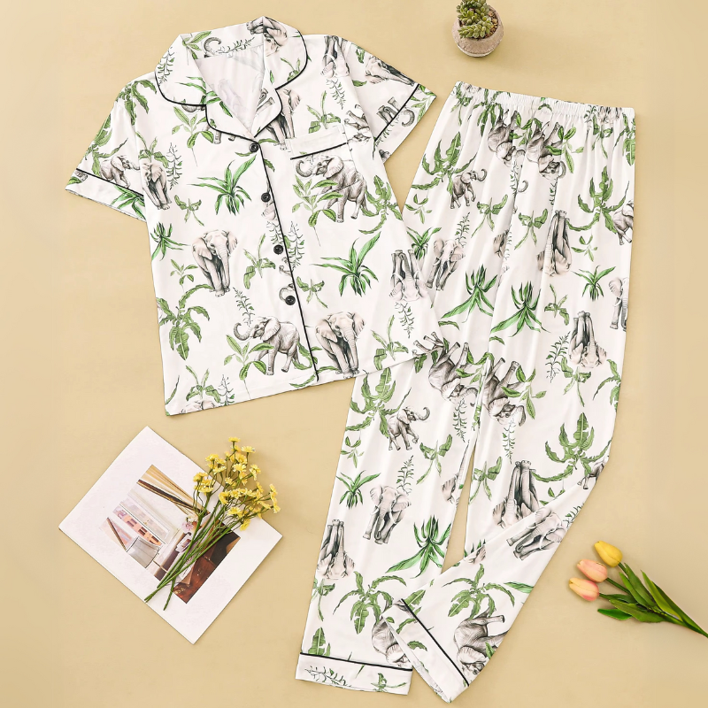 Pijama Jardim Sereno Feminino Longo