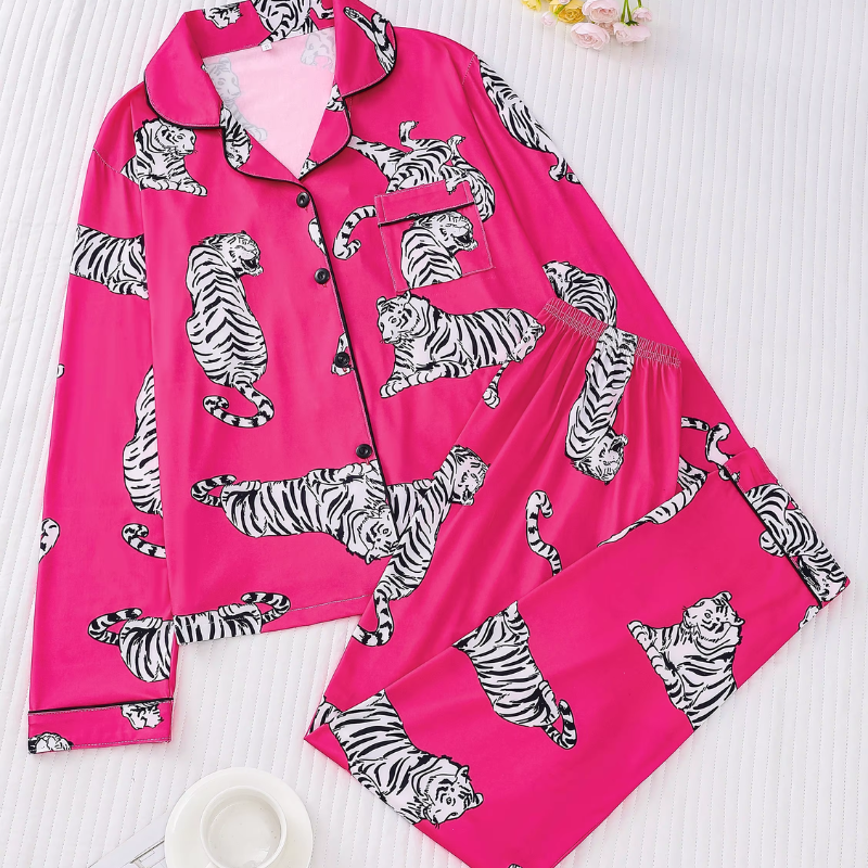 Pijama Pink Tiger Americano Feminino Longo