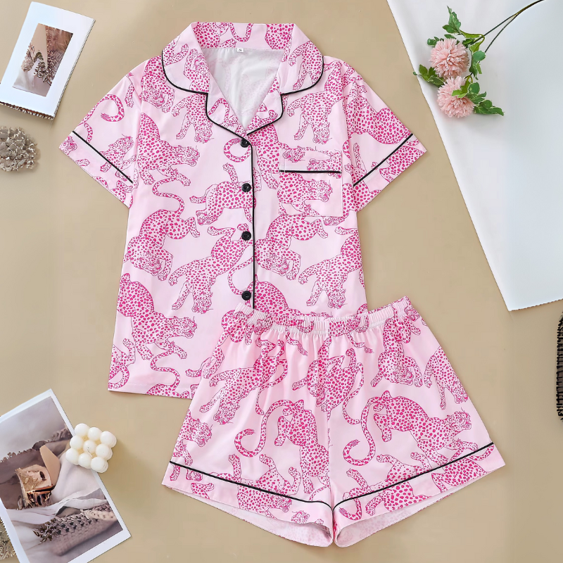 Pijama Pink Panthera Americano Feminino Curto