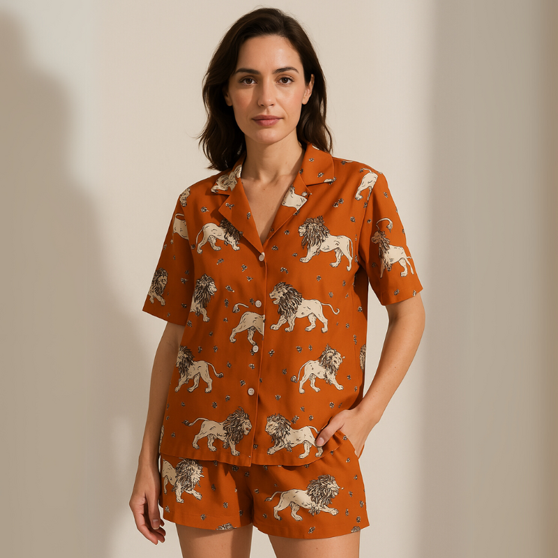 Pijama Lion Americano Feminino Curto