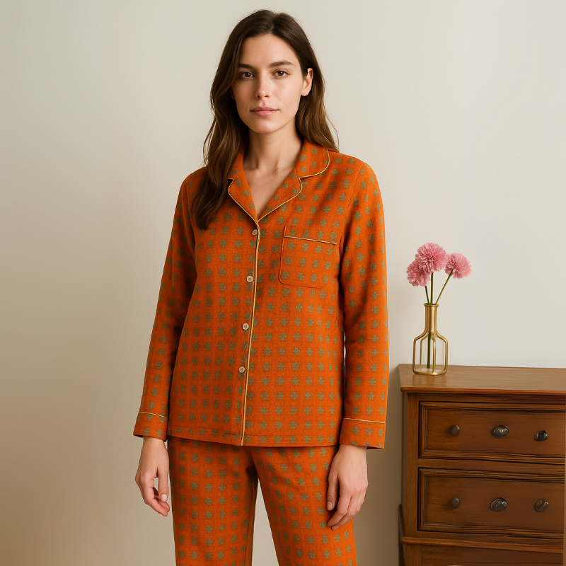 Pijama Sunny Bloom Feminino Longo em Algodão