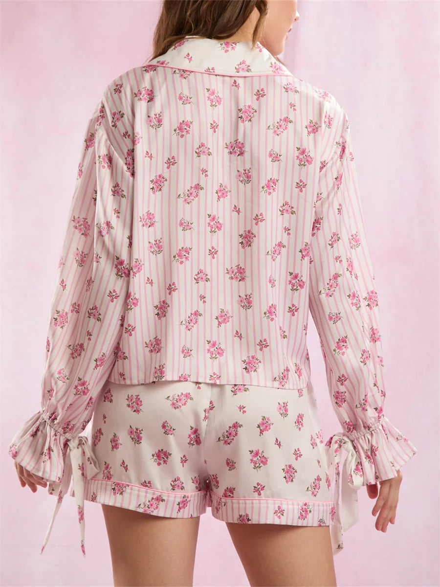 Pijama Rosé Vintage Americano Feminino Curto