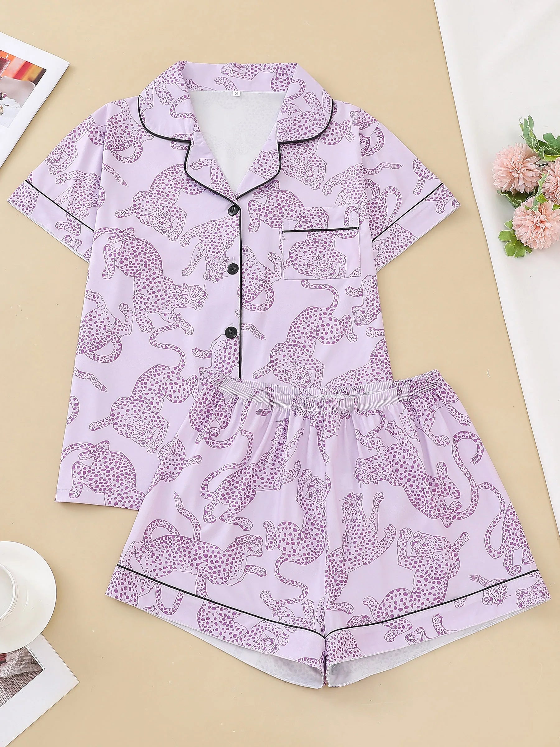 Pijama Pink Panthera Americano Feminino Curto