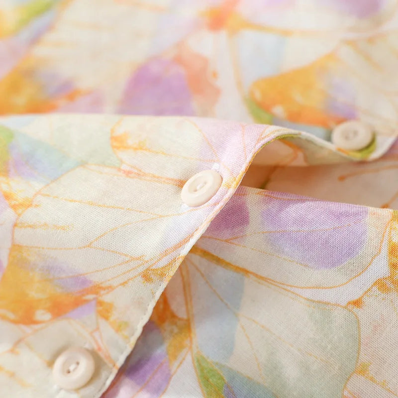 Pijama Borboletas ao Vento em Algodão Feminino Longo
