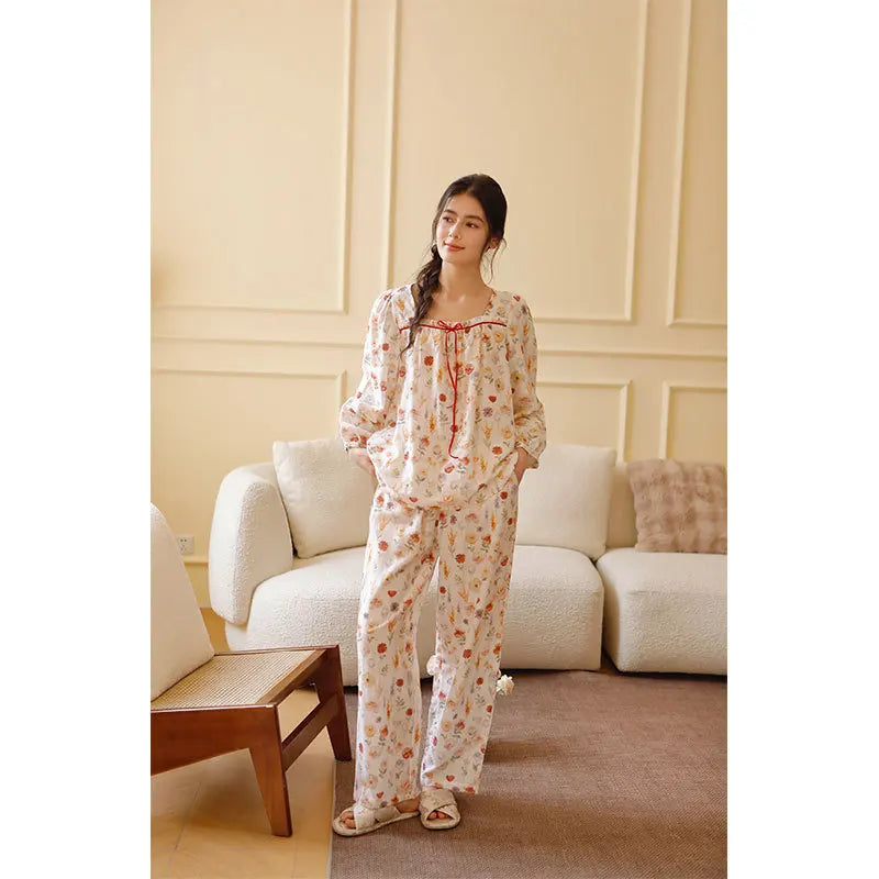 Pijama Aurora de Algodão Feminino Longo