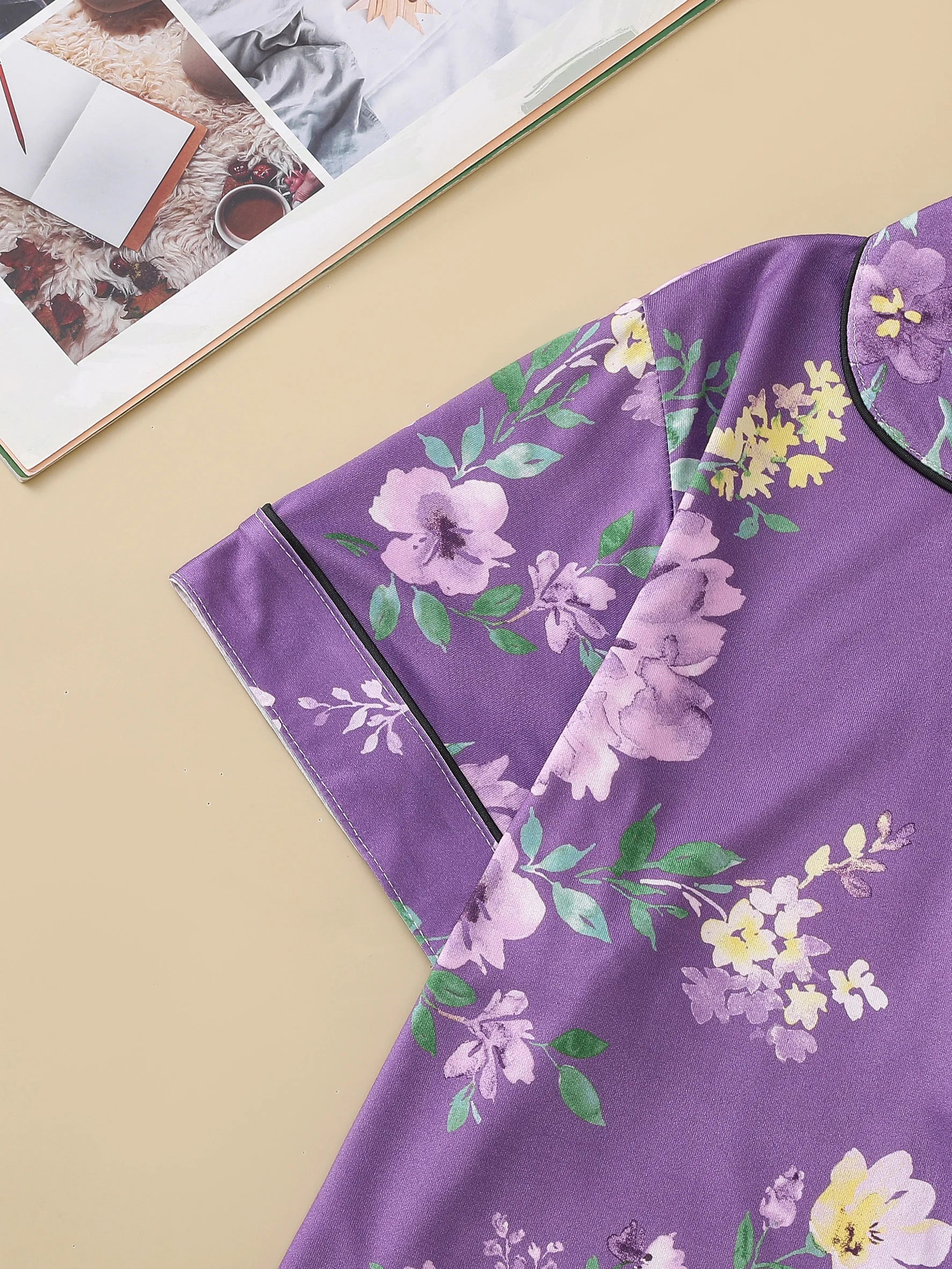 Pijama Lavanda di Sera Americano Feminino Curto