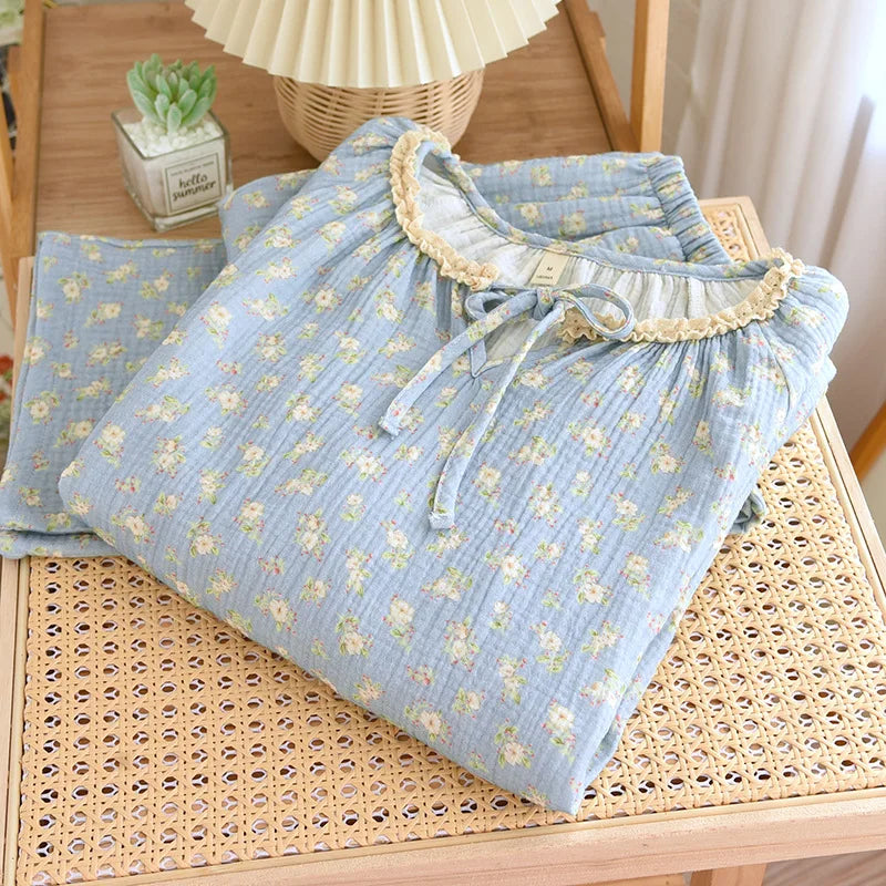 Pijama Flor da Manhã Feminino Longo em Algodão