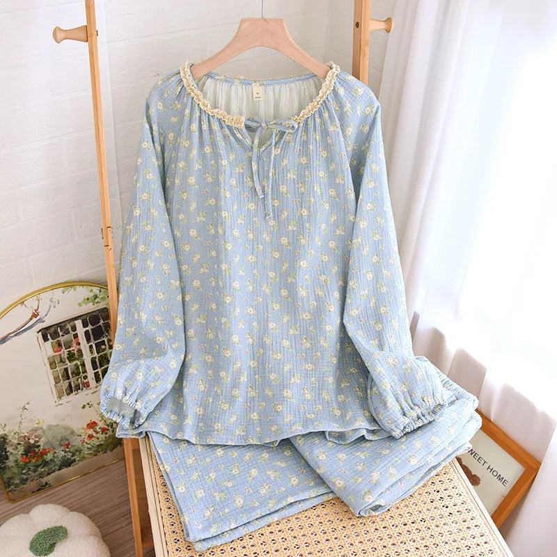 Pijama Flor da Manhã Feminino Longo em Algodão