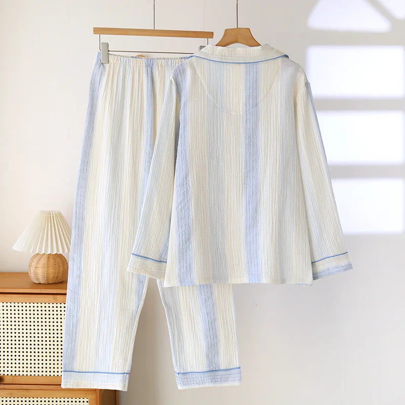 Pijama Céu de Fios Femino Longo em Algodão