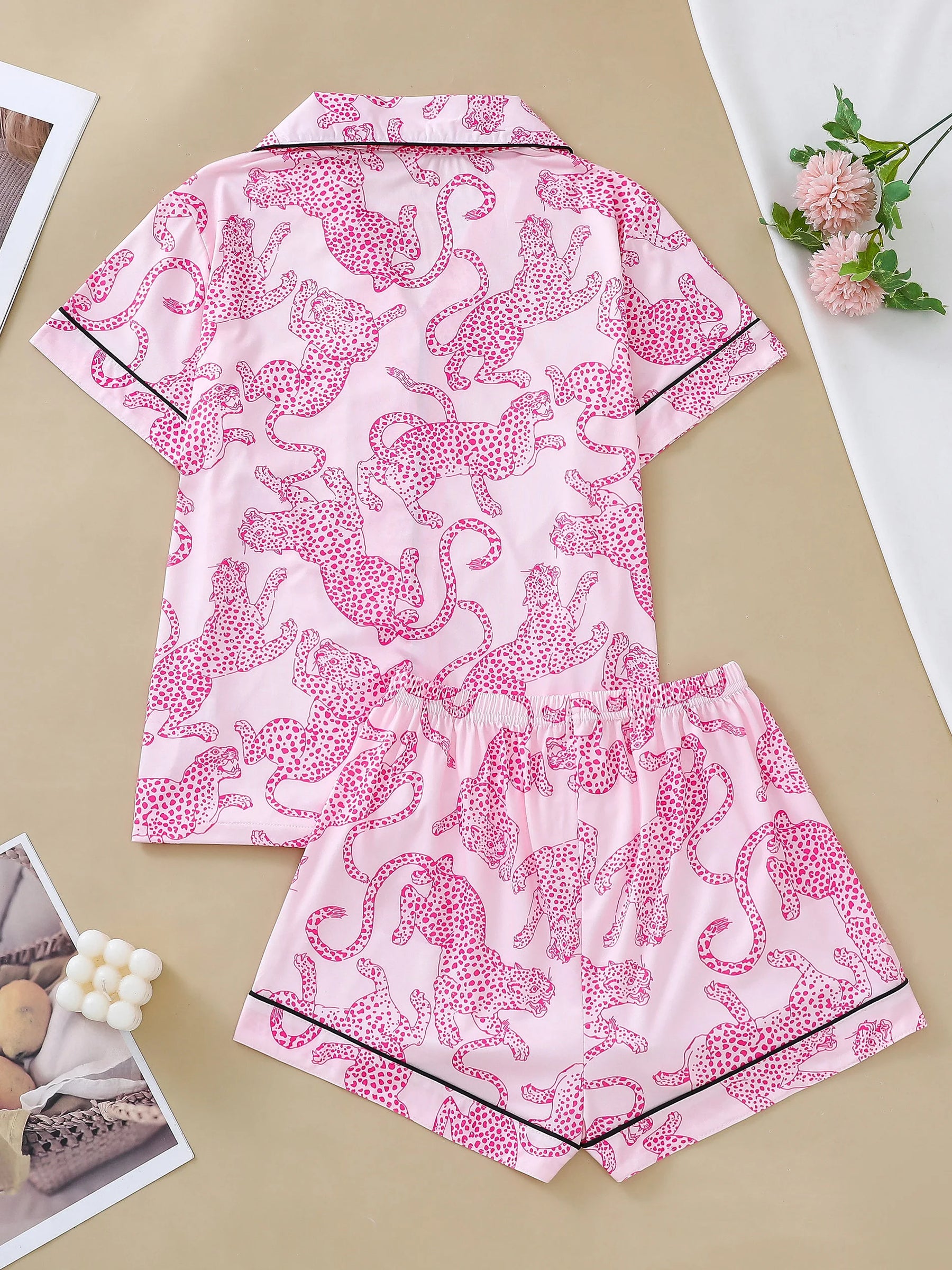 Pijama Pink Panthera Americano Feminino Curto