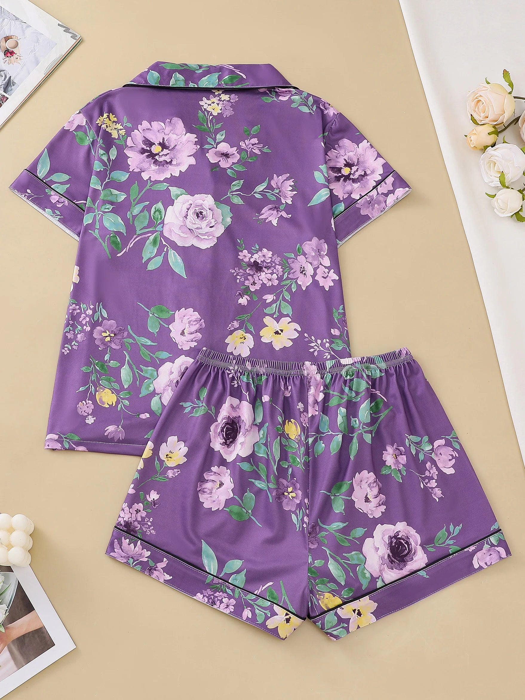 Pijama Lavanda di Sera Americano Feminino Curto