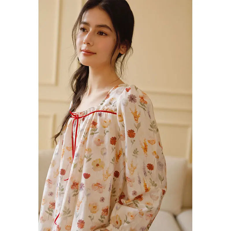 Pijama Aurora de Algodão Feminino Longo