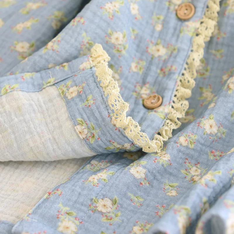 Pijama Flor da Manhã Feminino Longo em Algodão
