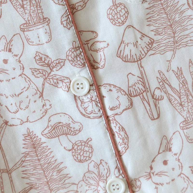 Pijama Rabbit Print Americano Feminino Curto