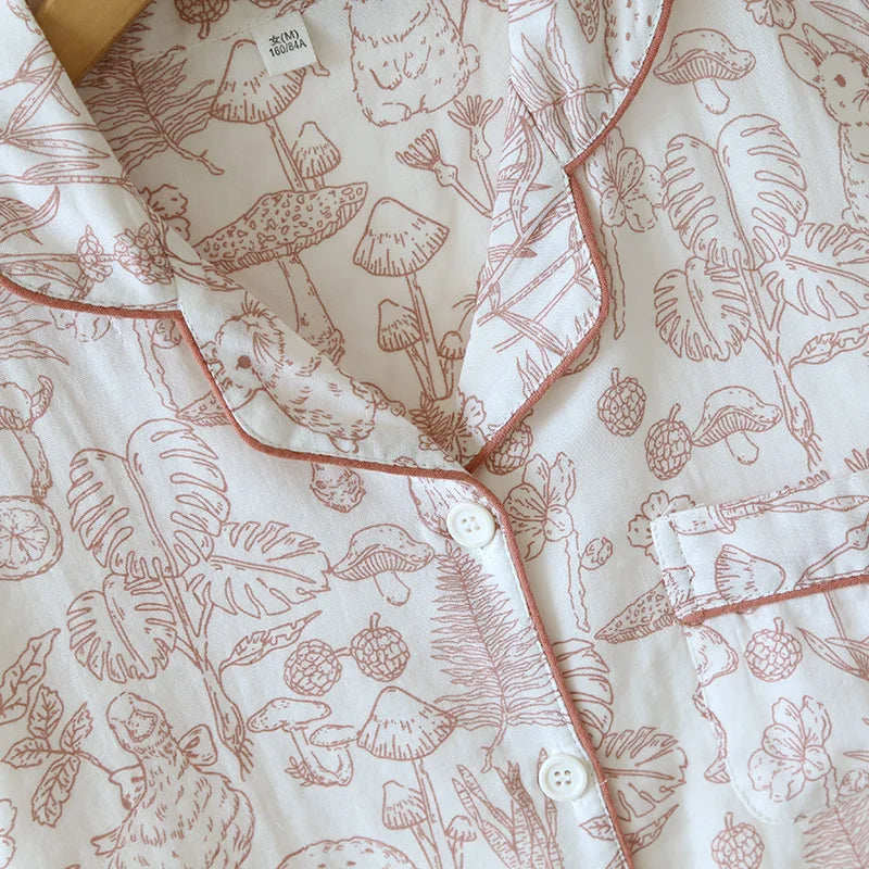 Pijama Rabbit Print Americano Feminino Curto