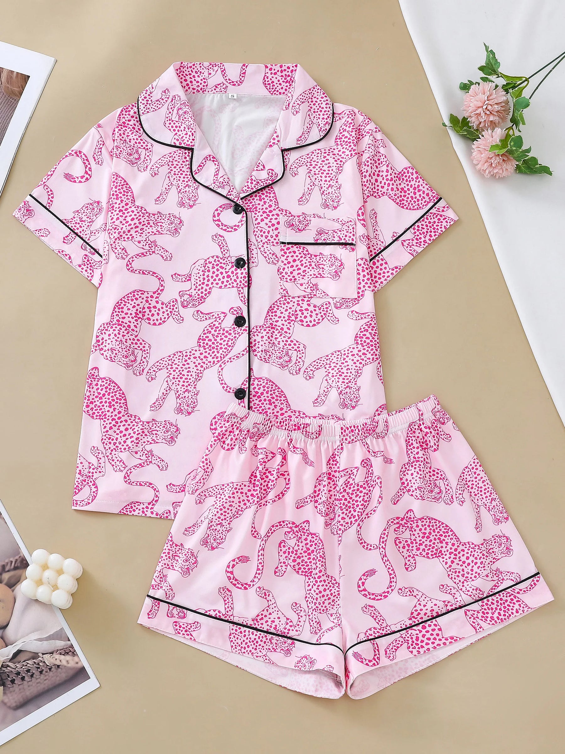 Pijama Pink Panthera Americano Feminino Curto
