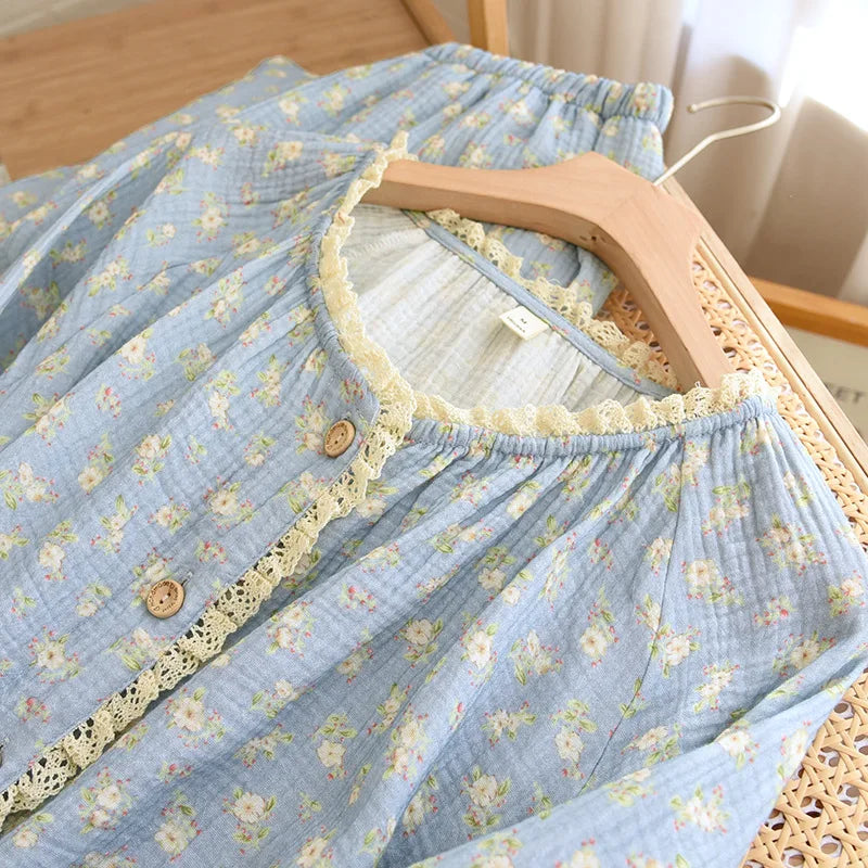 Pijama Flor da Manhã Feminino Longo em Algodão