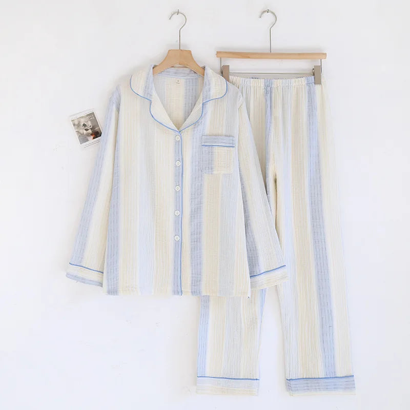 Pijama Céu de Fios Femino Longo em Algodão