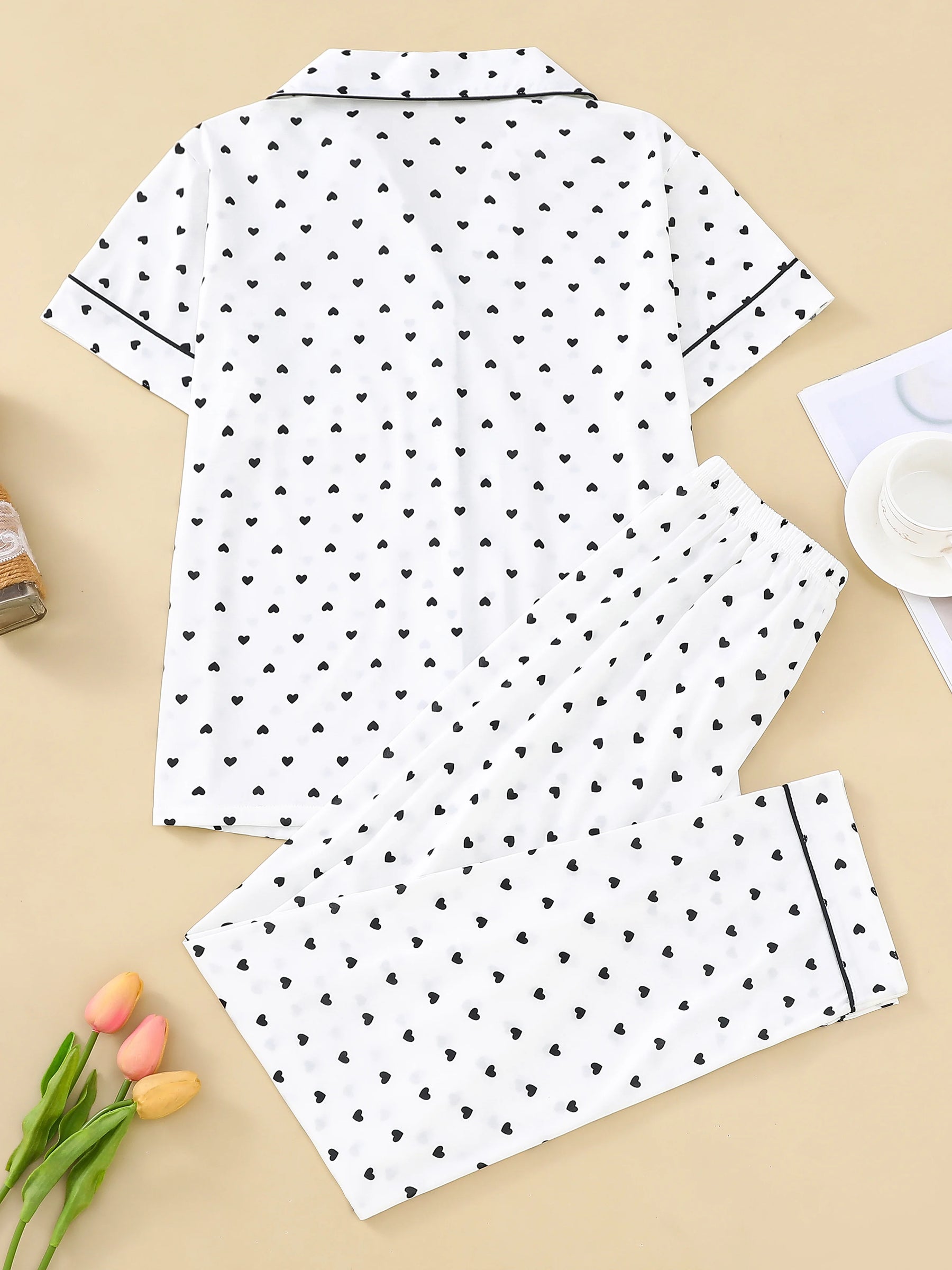 Pijama Amor em Preto & Branco Feminino Longo