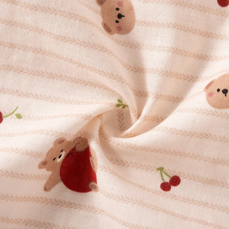 Pijama Teddy Stripe de Algodão Feminino Longo