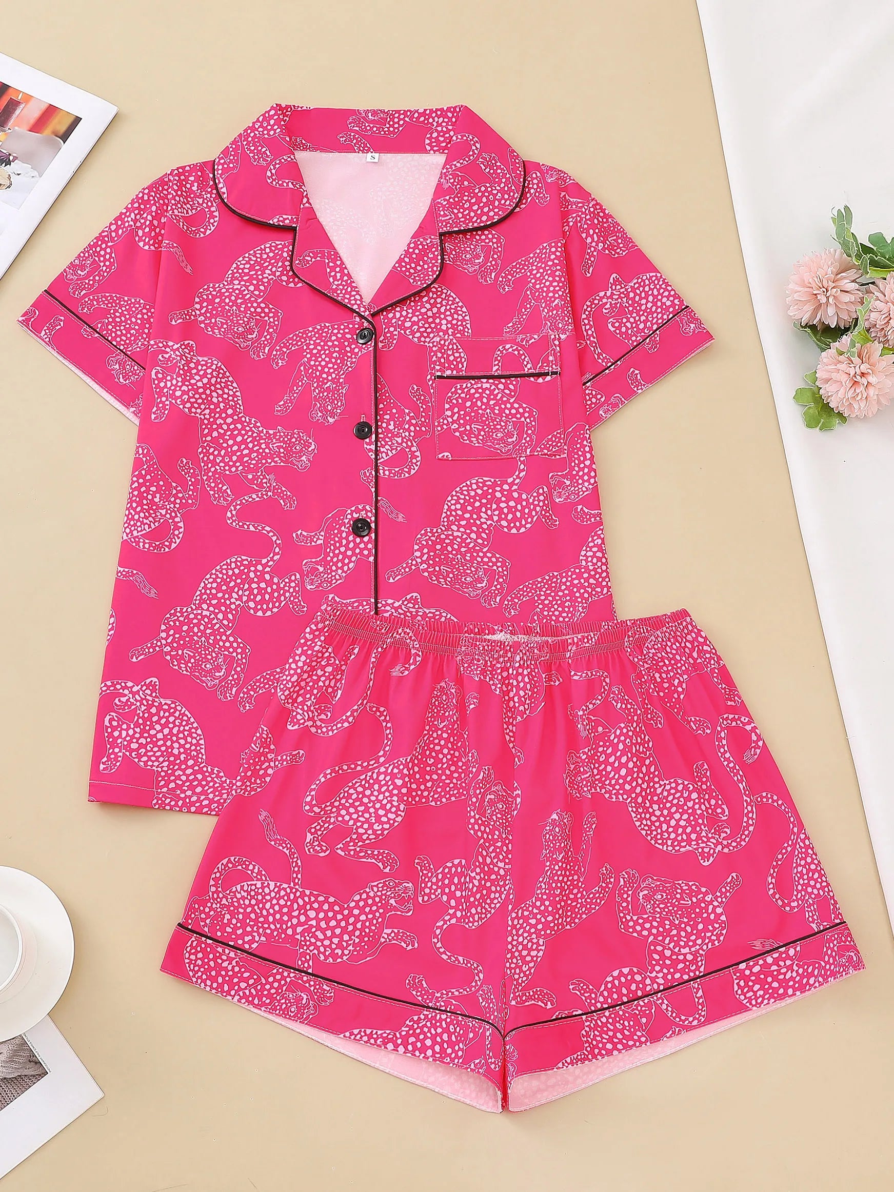 Pijama Pink Panthera Americano Feminino Curto