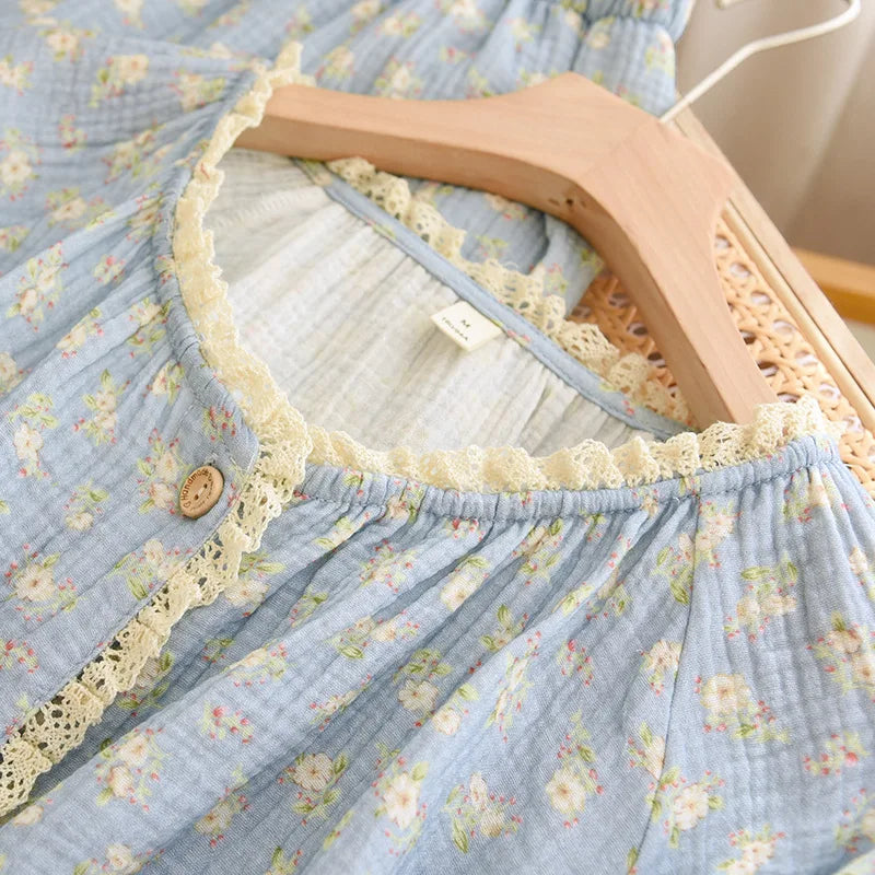 Pijama Flor da Manhã Feminino Longo em Algodão