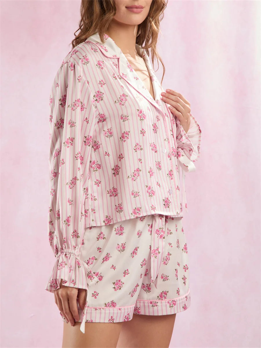 Pijama Rosé Vintage Americano Feminino Curto