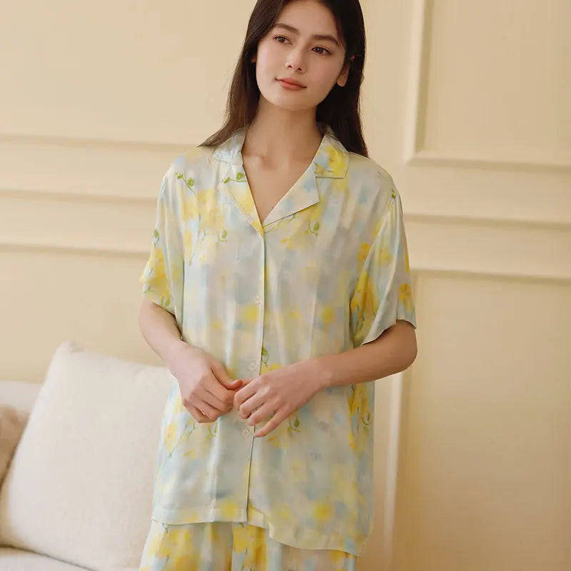 Pijama Brisa de Primavera Feminino Longo