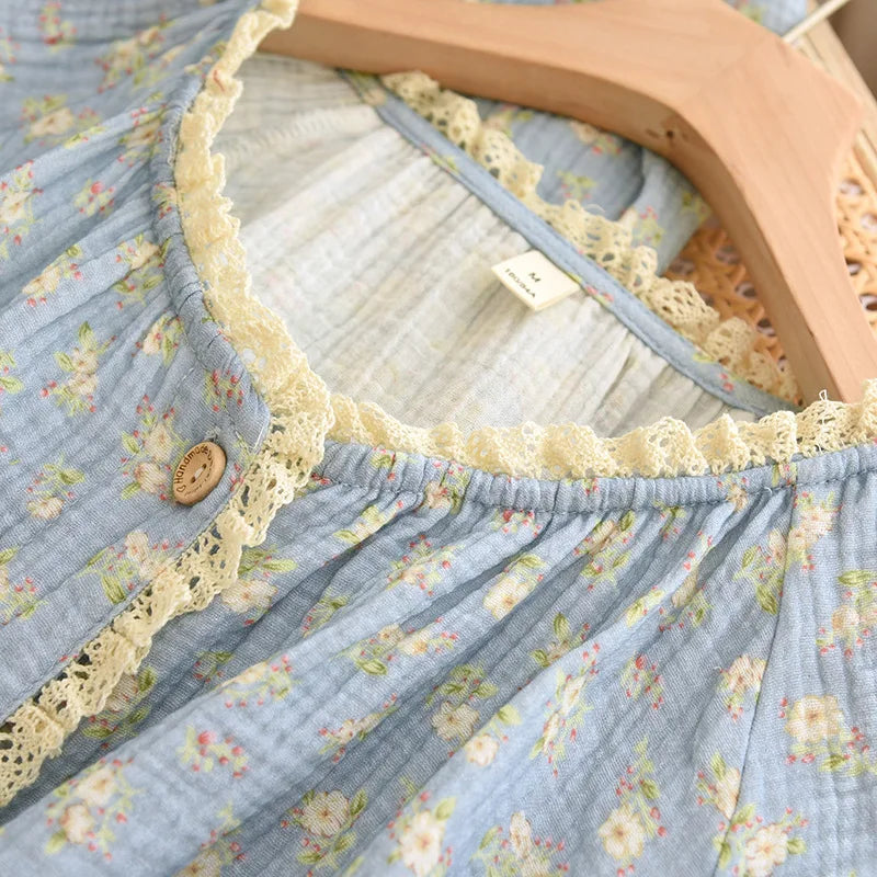 Pijama Flor da Manhã Feminino Longo em Algodão
