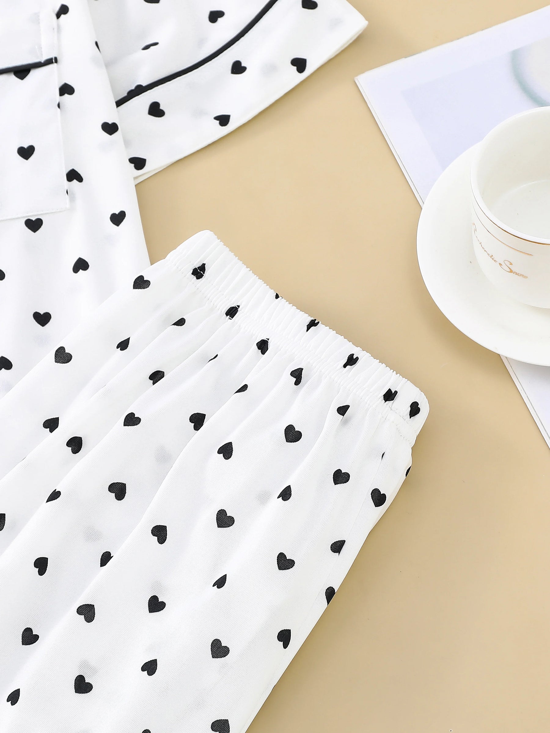 Pijama Amor em Preto & Branco Feminino Longo