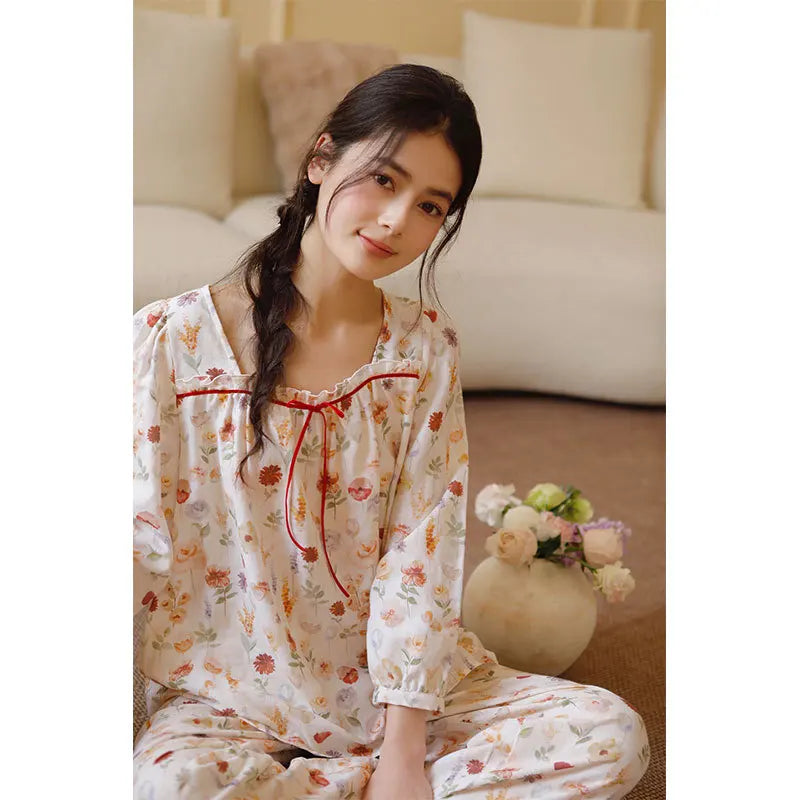 Pijama Aurora de Algodão Feminino Longo