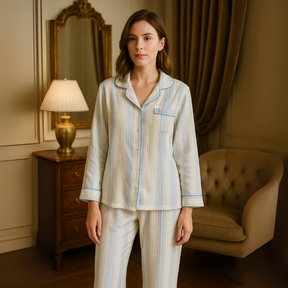Pijama Céu de Fios Femino Longo em Algodão