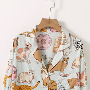 Pijama Funny Cats Americano Feminino Curto