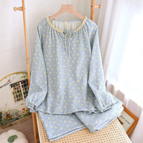 Pijama Flor da Manhã Feminino Longo em Algodão