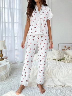 Pijama Cherry Lace Feminino Longo