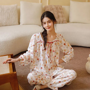 Pijama Aurora de Algodão Feminino Longo