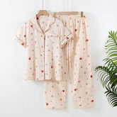 Pijama Teddy Stripe de Algodão Feminino Longo