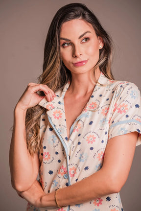 Pijama Positivity Bloom Americano Feminino Curto