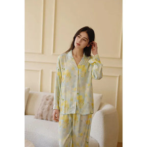 Pijama Brisa de Primavera Feminino Longo