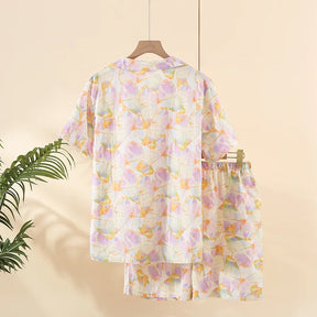 Pijama Borboletas ao Vento em Algodão Feminino Longo