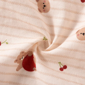Pijama Teddy Stripe de Algodão Feminino Longo