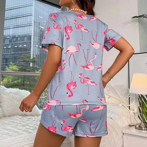 Pijama Flamingos Feminino Curto