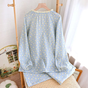 Pijama Flor da Manhã Feminino Longo em Algodão