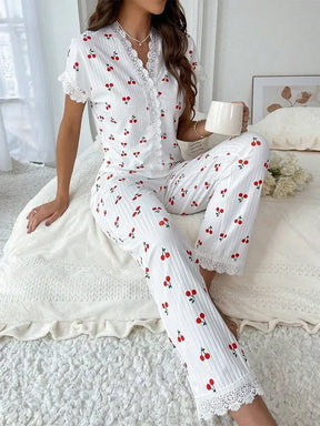 Pijama Cherry Lace Feminino Longo