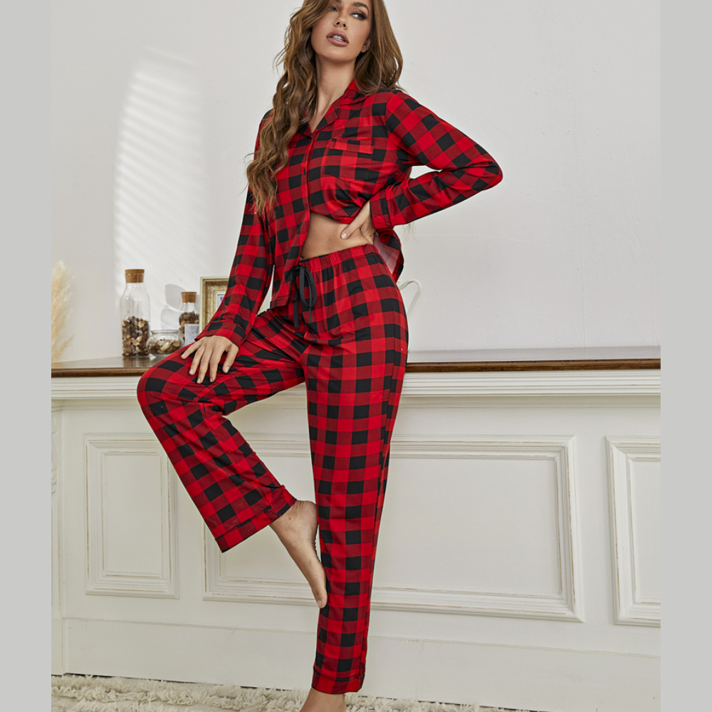 Pijama Feminino Xadrez Longo