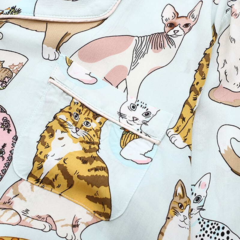 Pijama Funny Cats Americano Feminino Longo