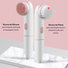 Escova de Limpeza Facial Profunda 2 em 1 - Cleasing Brush - Elétrica